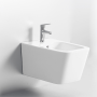 Ailin Set Vaso E Bidet Sospeso Senza Brida Sedile Soft Close Bianco Lucido