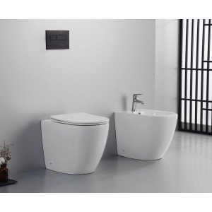FISSORE.com FLY SET VASO + BIDET FILO MURO SENZA BRIDA COMPRESO SEDILE SOFT CLOSE