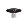 TISCH ATRIUM KERAMIK ROUND - FUME' BASIS PIANO AUS GLÄNZENDEM KERAMIKMARMO SAHARA NOIR Ø 140xh73,5