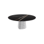 TISCH ATRIUM KERAMIK RUND - BASIS RAUCHGRAU PIANO AUS MARMO KERAMIK SAHARA NOIR GLÄNZEND Ø 158xh73,5