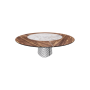 TISCH ATRIUM KER-WOOD RUNDER SOCKEL RAUCHGLAS OBEN NUSSBAUM CANALETTO PIANO KERAMIK MAKALU Ø180x74,5H