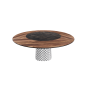 TISCH ATRIUM KER-WOOD RUNDER SOCKEL RAUCHIGE OBERFLÄCHE NUSSBAUM CANALETTO PIANO KERAMIK PORTORO MATT Ø160x74,5H