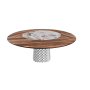 TISCH ATRIUM KER-WOOD RUNDER SOCKEL RAUCHGLAS OBEN NUSSBAUM CANALETTO PIANO KERAMIK MAKALU Ø160x74,5H