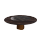 TISCH ATRIUM KER-WOOD RUNDER SOCKEL BRONZE TOP VERBRANNTES EICHE PIANO KERAMIK PORTORO MATT Ø180x74,5H