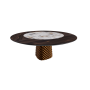 TISCH ATRIUM KER-WOOD RUNDER SOCKEL BRONZE OBERFLÄCHE VERBRANNTES EICHE PIANO KERAMIK MAKALU Ø180x74,5H