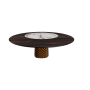 TISCH ATRIUM KER-WOOD RUNDER SOCKEL BRONZE OBERFLÄCHE VERBRANNTE EICHE PIANO KERAMIK BRECCIA Ø160x74,5H