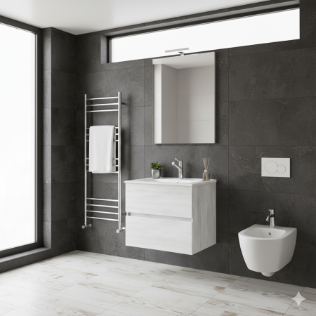 EASY COMPOSIZIONE ROVERE BIANCO CM 60 P45 H50