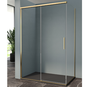 ISCHIA ECKE 1 SCHIEBETÜR TRANSPARENTES GLAS GOLDPROFIL