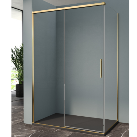 ISCHIA ECKE 1 SCHIEBETÜR TRANSPARENTES GLAS GOLDPROFIL