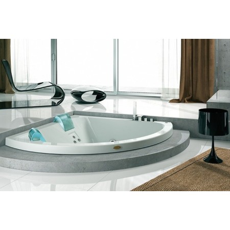 JACUZZI® AQUASOUL CORNER 155X155X57 H cm VASCA IDROMASSAGGIO BIANCO LUCIDO