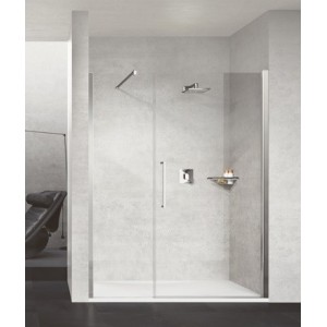 NOVELLINI YOUNG G+F IN LINEA NICCHIA ANTA BATTENTE CON FISSO IN LINEA MONTANTE CROMO CRISTALLO TRASPARENTE