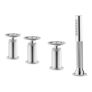 IB RUBINETTERIE BOLD ROUND MISCELATORE VASCA A QUATTRO FORI PER COLONNA DI RIEMPIMENTO E KIT DOCCIA