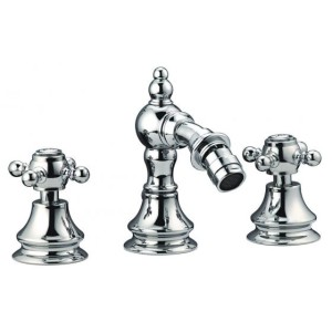 IB RUBINETTERIE HERMES MISCELATORE BIDET TRE FORI CON BOCCA SNODABILE COMPLETO DI SCARICO