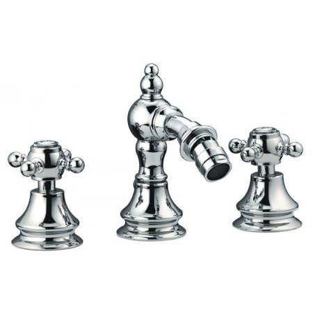IB RUBINETTERIE HERMES MISCELATORE BIDET TRE FORI CON BOCCA SNODABILE COMPLETO DI SCARICO