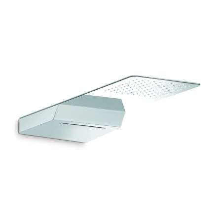 NEWFORM  NEWFORM SOFFIONE DOCCIA QUADRO A PARETE IN ACCIAIO CON GETTO A PIOGGIA E CASCATA