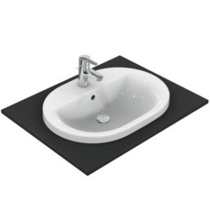IDEAL STANDARD CONNECT - LAVABO 620 MM DA INCASSO SOPRAPIANO C/FORO RUBINETTERIA E TROPPOPIENO